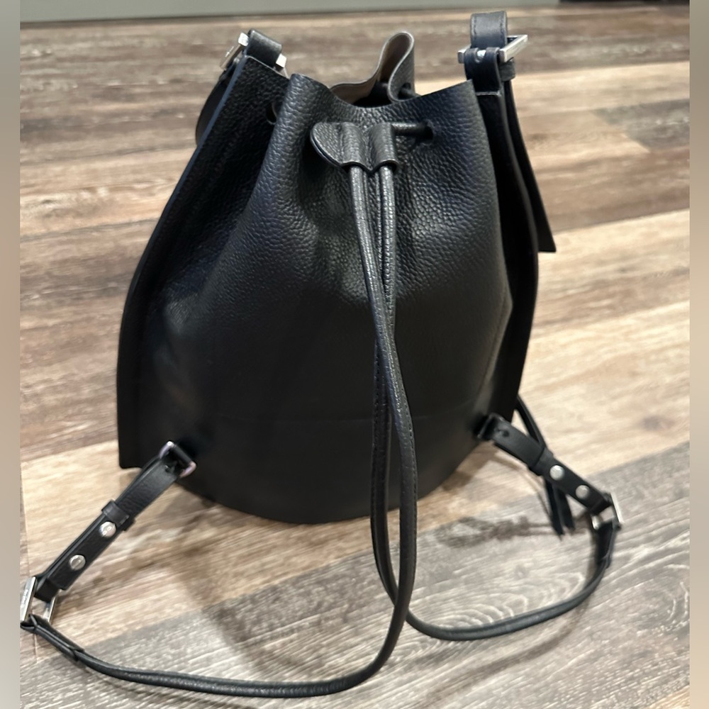 AllSaints “Alpha” pebbled leather drawstring backpack! Excellent condition.
